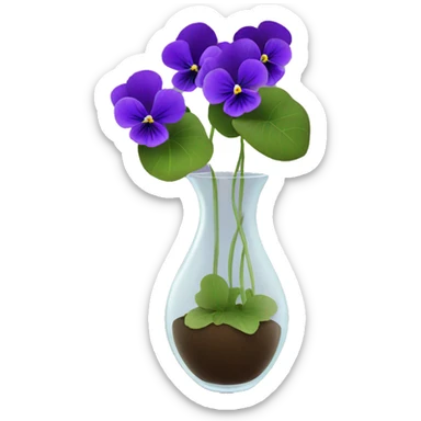Violets in a clear vase sticker