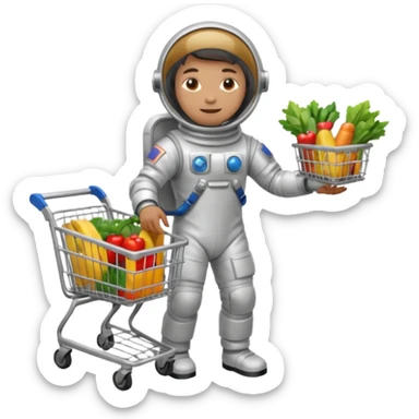 astronauta con carrito de supermercado sticker