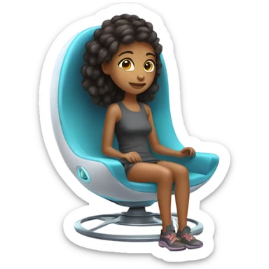 Girl sitting in hover chair of the future  sticker