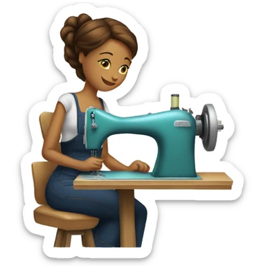 create an emoji of a seamstress sitting at the machine sewingcreate an emoji of a seamstress sitting at the machine sewing sticker