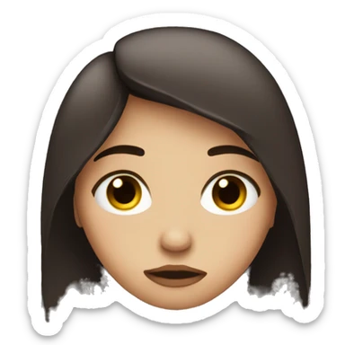 Sad girl with very dark and brown hair sticker