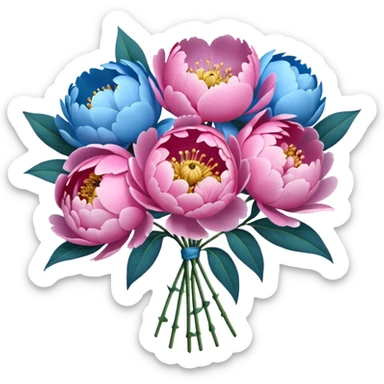 Boquet of flower peony sku blue  sticker