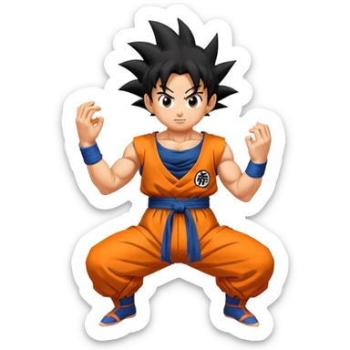 Goku from Dragon Ball Z, spiky black hair, orange gi sticker