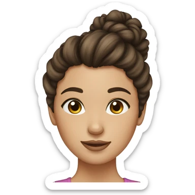 Brunette girl with curly messy bun sticker