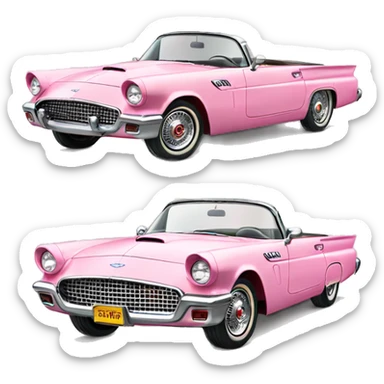 Pink Ford Thunderbird vintage  sticker