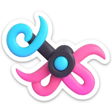 Minimalist 3D Discord role icon featuring TikTok's color palette black white cyan and pink, abstract and sleek, for Discord roles sticker