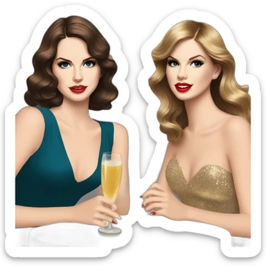 Lana del Rey & Taylor Swift drinking champagne sticker