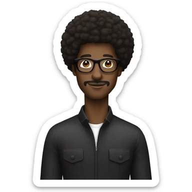 black man with afro and black glasses sticker