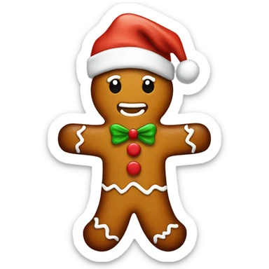 gingerbread man with a christmas hat sticker