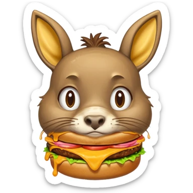 shit dripping of  donkey cat eating hamburgers sticker