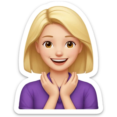 Girl with arms crossed holding hands on her neck laughing sticker