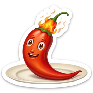 Flaming hot chilli burning on a playe sticker