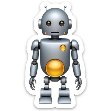 Pregnant male robot. Profile view. Facing left. 2 dimensional emoji style. As though it was made with microsoft paint. sticker