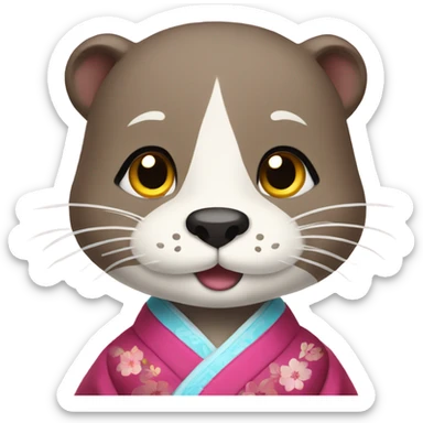a otter face wearing traditional korean hanbok sticker