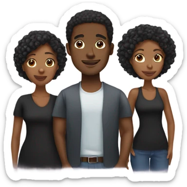 Younger Black man with two black women  sticker