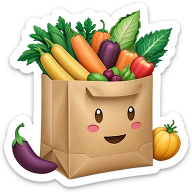 sac kraft marron ouvert avec des légumes et des fruits dedans  sticker