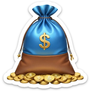 money bag on top of blue coins stack sticker