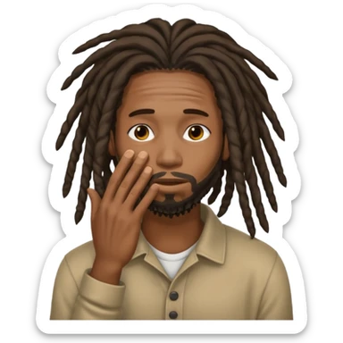 a black men with black long dreads that cover his face  sticker