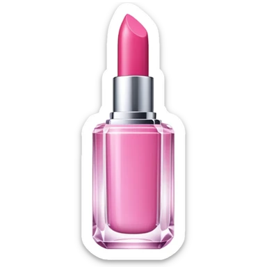 A glossy pink lipstick with a crystal-clear casing. sticker