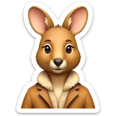 Cinematic Realistic Noble Kangaroo Portrait Emoji, Poised and dignified, with a strong, athletic build and a detailed, tawny coat rendered in natural fur texture, a distinctly elongated face with alert, expressive eyes and a subtle snout, high shine, intelligent and resolute, styled with an air of outback authority, focused and attentive, soft glowing outline, capturing the essence of a watchful and confident kangaroo that appears ready to bound out of the screen with effortless power! sticker