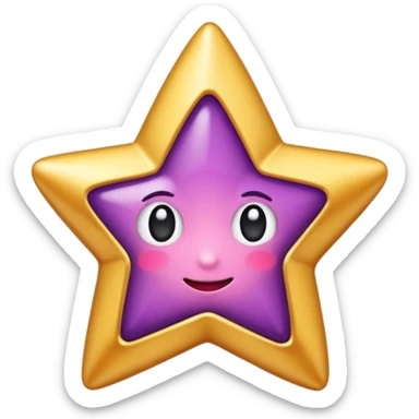 Quiero un emoji de estrella, pero que la estrella sea de oro rosa y brilli brilli con chispitas moradas sticker
