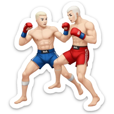 mma fighter kicks man white skin sticker
