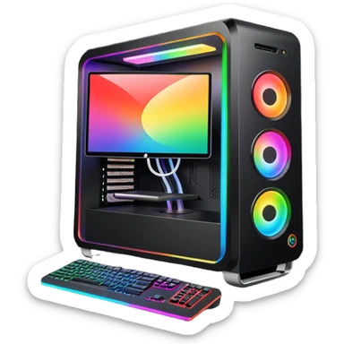 a black gaming pc with rgb lights  sticker