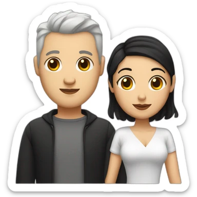 love couple a white man with black buzz cut and a matt woman with wavy dark hair sticker