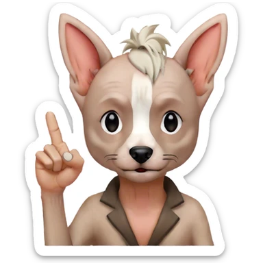 Chinese crested sticking up the middle finger  sticker