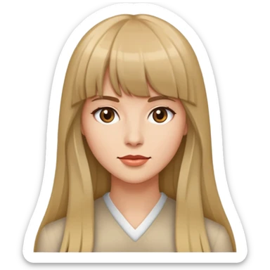 mujer de pelo largo y flequillo sticker