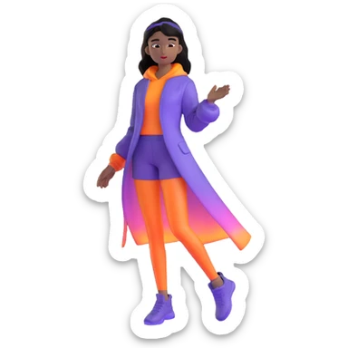 girl in a fashionable outfit, glowing aura, looking empowered sticker