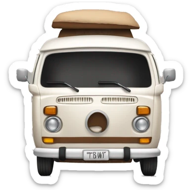Brown and white hippie mini van  sticker