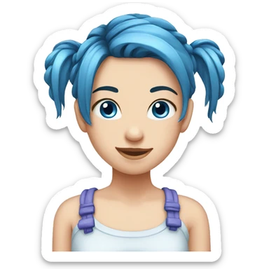 Long blue pigtails, fair skin, blue eyes sticker