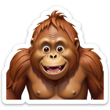 Cinematic Comical Orangutan Portrait Emoji, Head tilted dramatically with an exaggeratedly shocked expression, featuring a robust, animated face with wide, comically expressive eyes full of humorous disbelief, Simplified yet hilariously expressive features, highly detailed, glowing with a slightly sassy glow, high shine, dramatic yet playful, stylized with an air of quirky jungle attitude, soft glowing outline, capturing the essence of a meme-worthy orangutan that looks ready to side-eye its way into viral fame! sticker