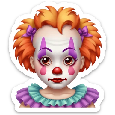 sad clown wearing a tutu sticker