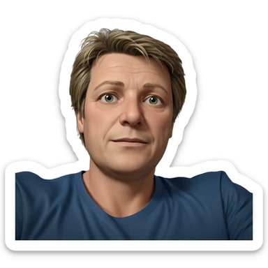 male with blue shirt sticker