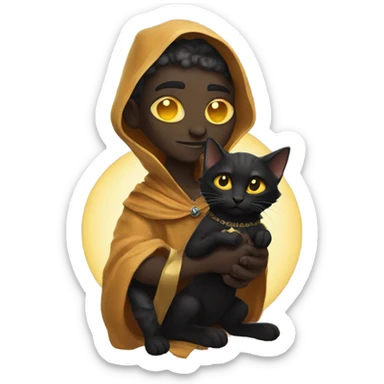 A sun warlock who is pale and is holding a black kitten sticker