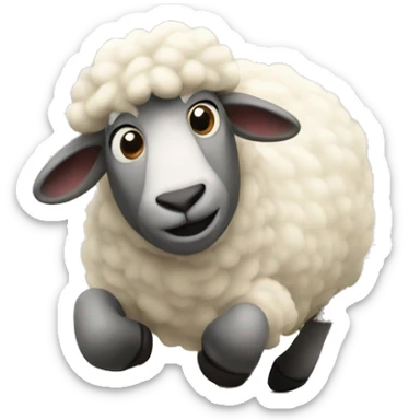 a sheep jumping over a fence sticker