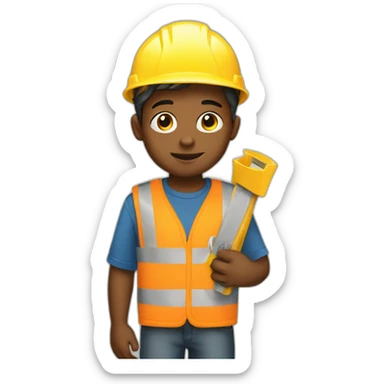 boy collects construction kit sticker