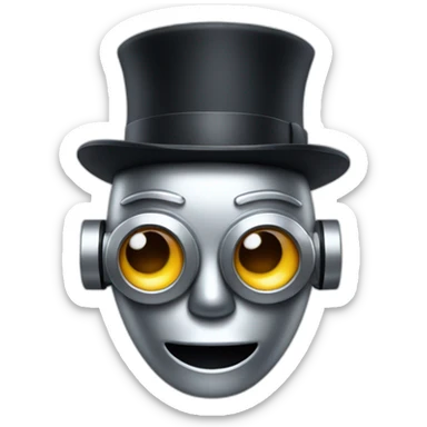 silver robot wearing a  bowler hat sticker