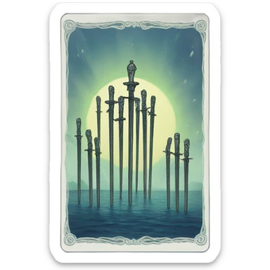 Ten of swords tarot card sticker