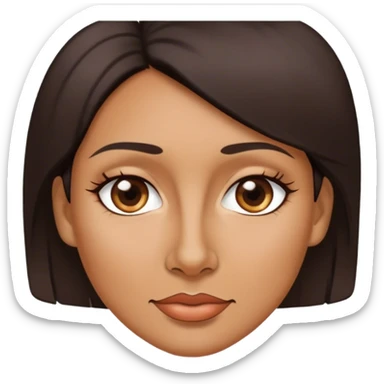 Chica de 40 años pelo corto castaño oscuro ojos grandes de color café oscuro nariz chata  sticker