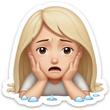 Laying on the floor crying sticker