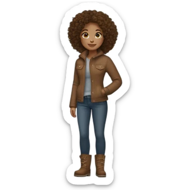 pale girl with curly brown hair wearing ugg boots and jeans sticker