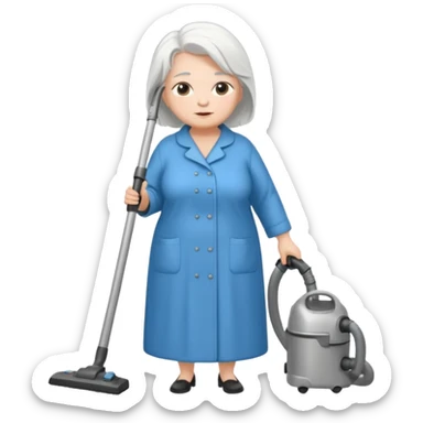 White hair older chubby ed lady vaccum sticker