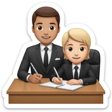 un recruteur à son bureau en face d'un candidat sticker