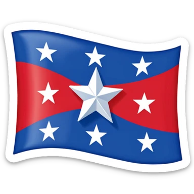 Juneteenth flag simple clean with a white star and starburst on red and blue background sticker