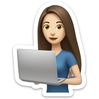 woman with long straight brown hair and pale skin throws laptop and a coffee mug in the air sticker