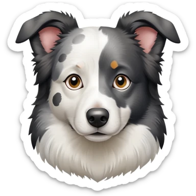 A sitting Border Collie with gray and white spots on its body sticker