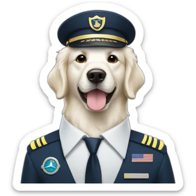 White golden retriever airline pilot sticker